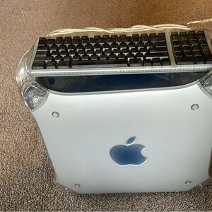 Apple Silver and Black Desktop with original Keyboard and mouse.